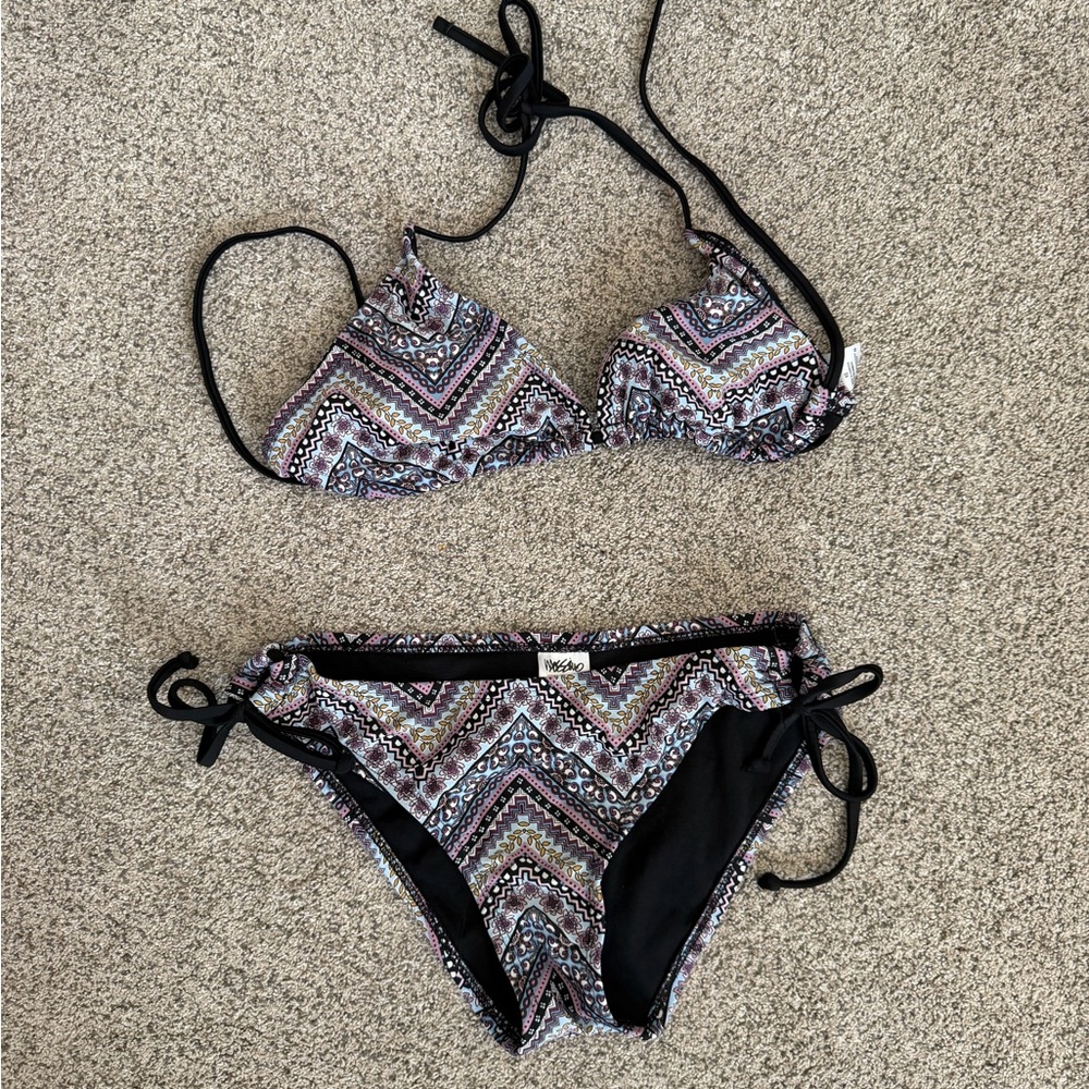 Mossimo Supply Co. Black and Purple Patterned Bikini